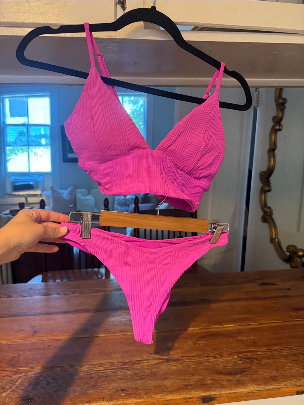 l*space Hot Pink Ribbed Bikini Set